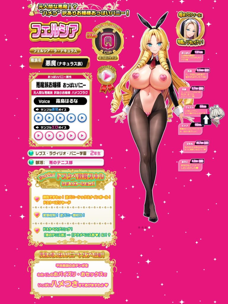 ▲情報量が多く、かつエロい、公式サイトのキャラクター紹介